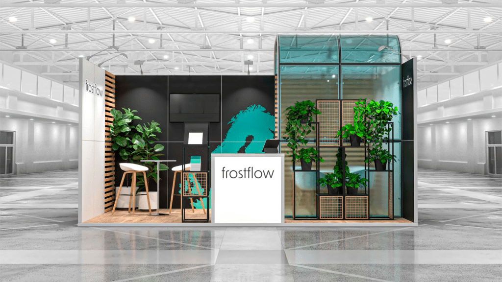 Małe stoisko targowe dla sektora turystyki i sportu - projekt Clever Frame