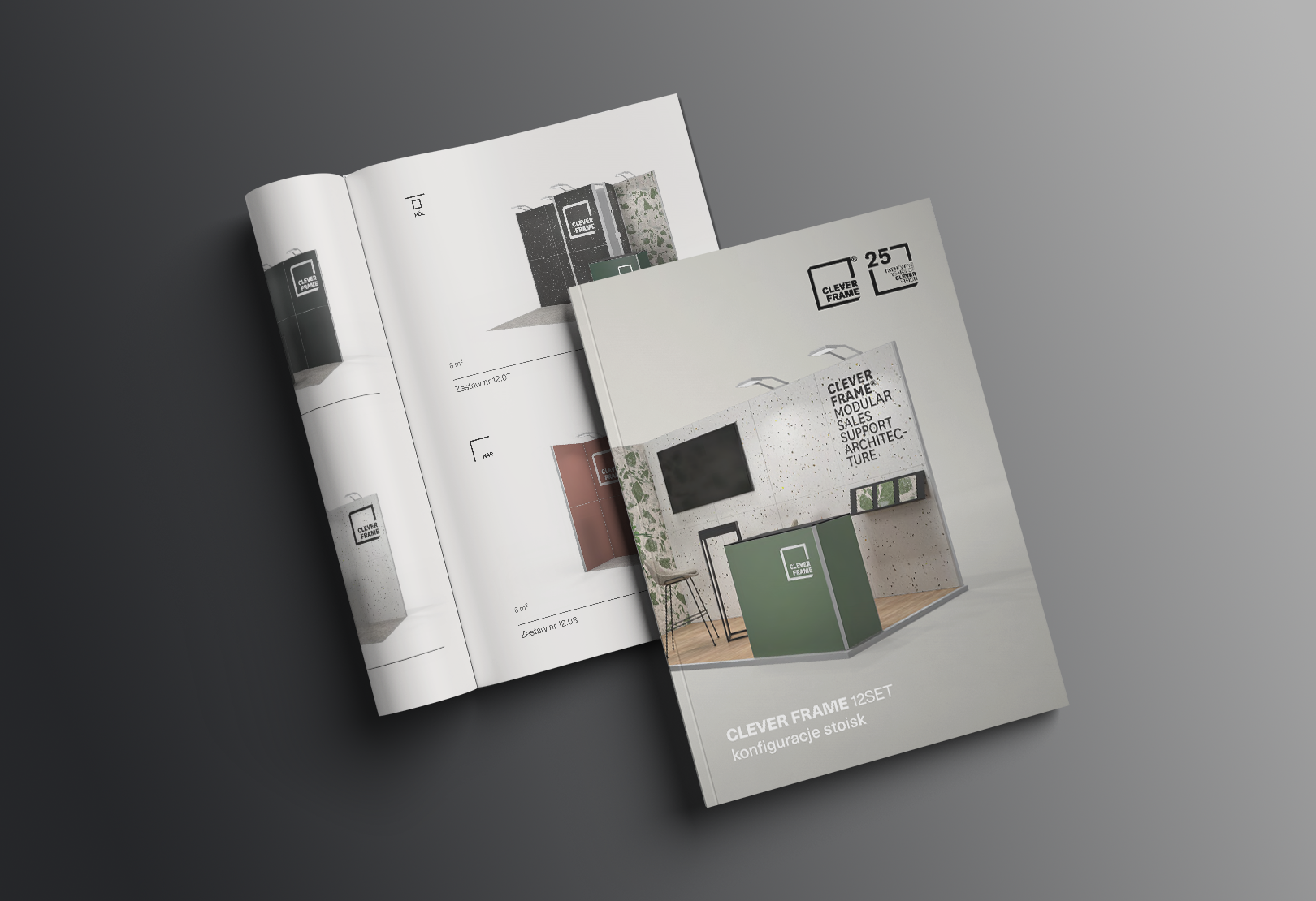 Katalog PDF – konfiguracje stoisk targowych z 12 ram – Clever Frame