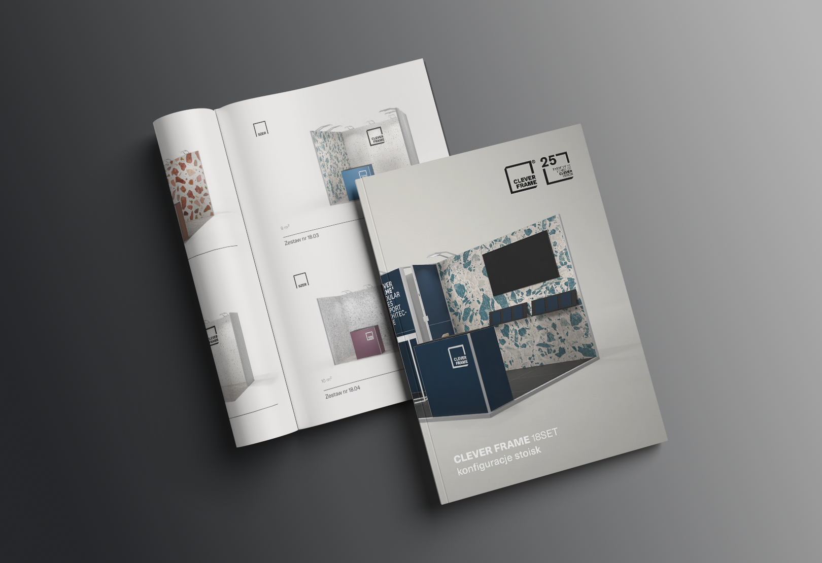 Katalog PDF – konfiguracje stoisk targowych z 18 ram – Clever Frame