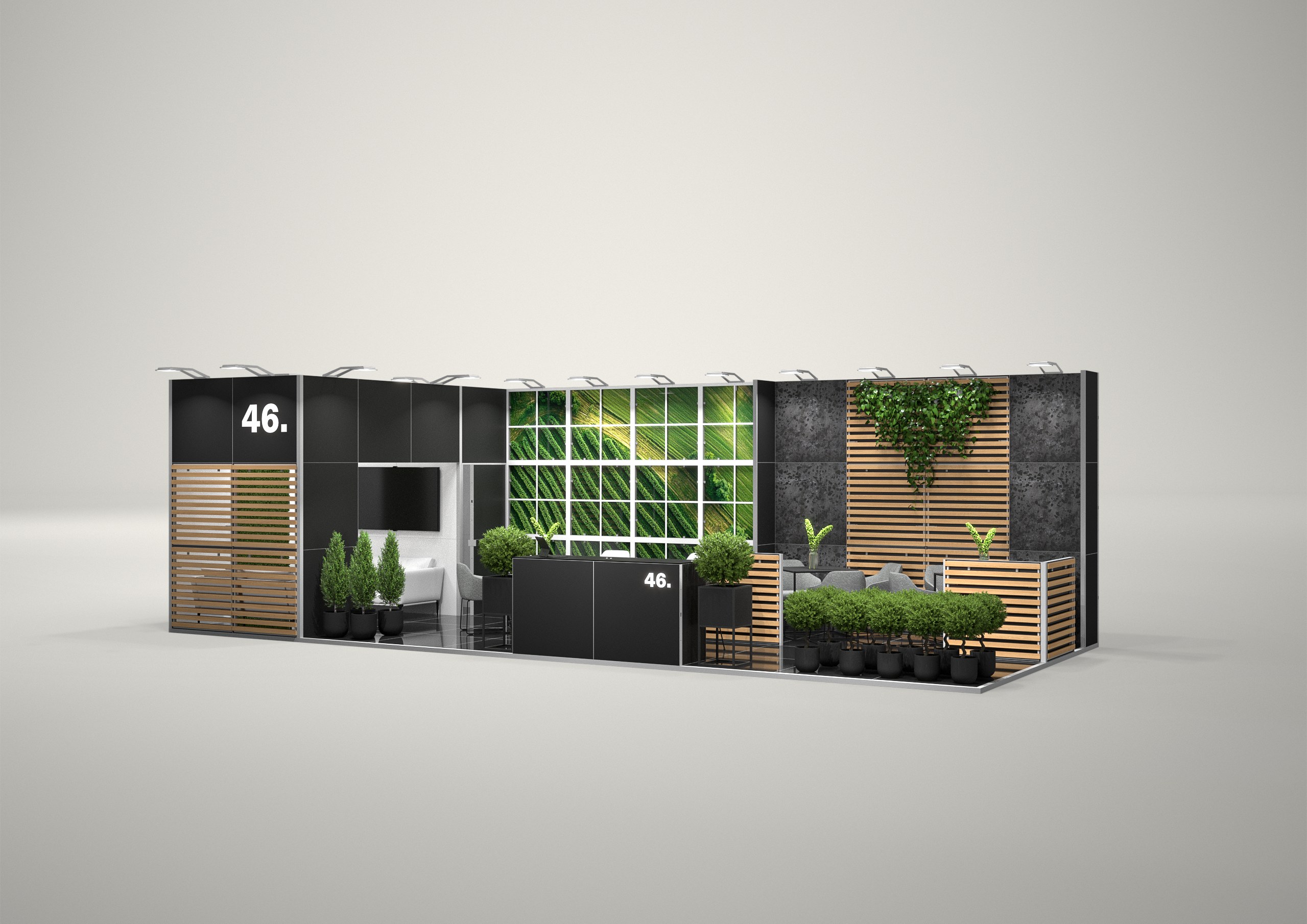 Stoisko targowe narożne 10x4m (40m²) – funkcjonalne stoisko narożne