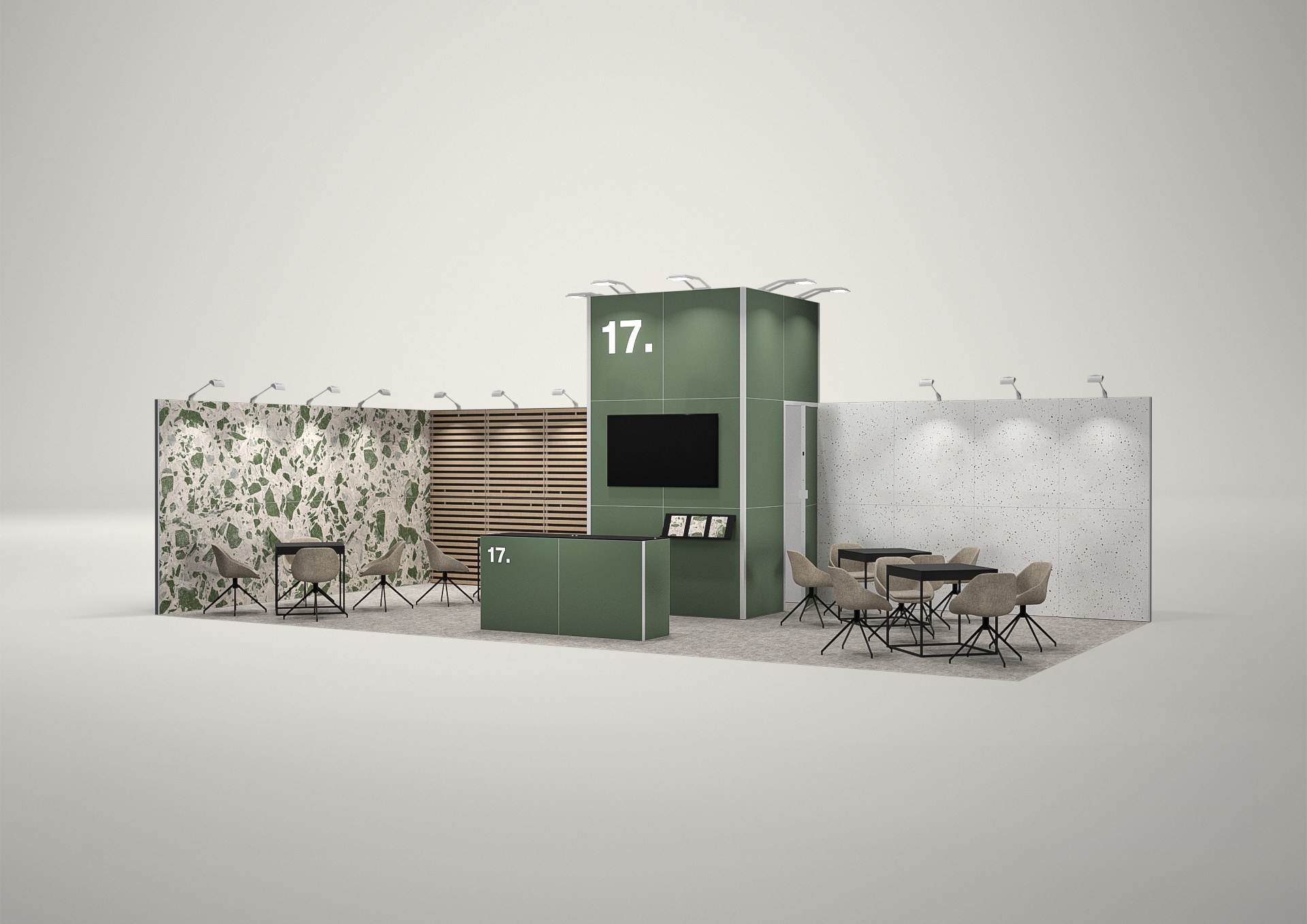 Stoisko targowe narożne 10x5m (50m²) – funkcjonalne stoisko narożne