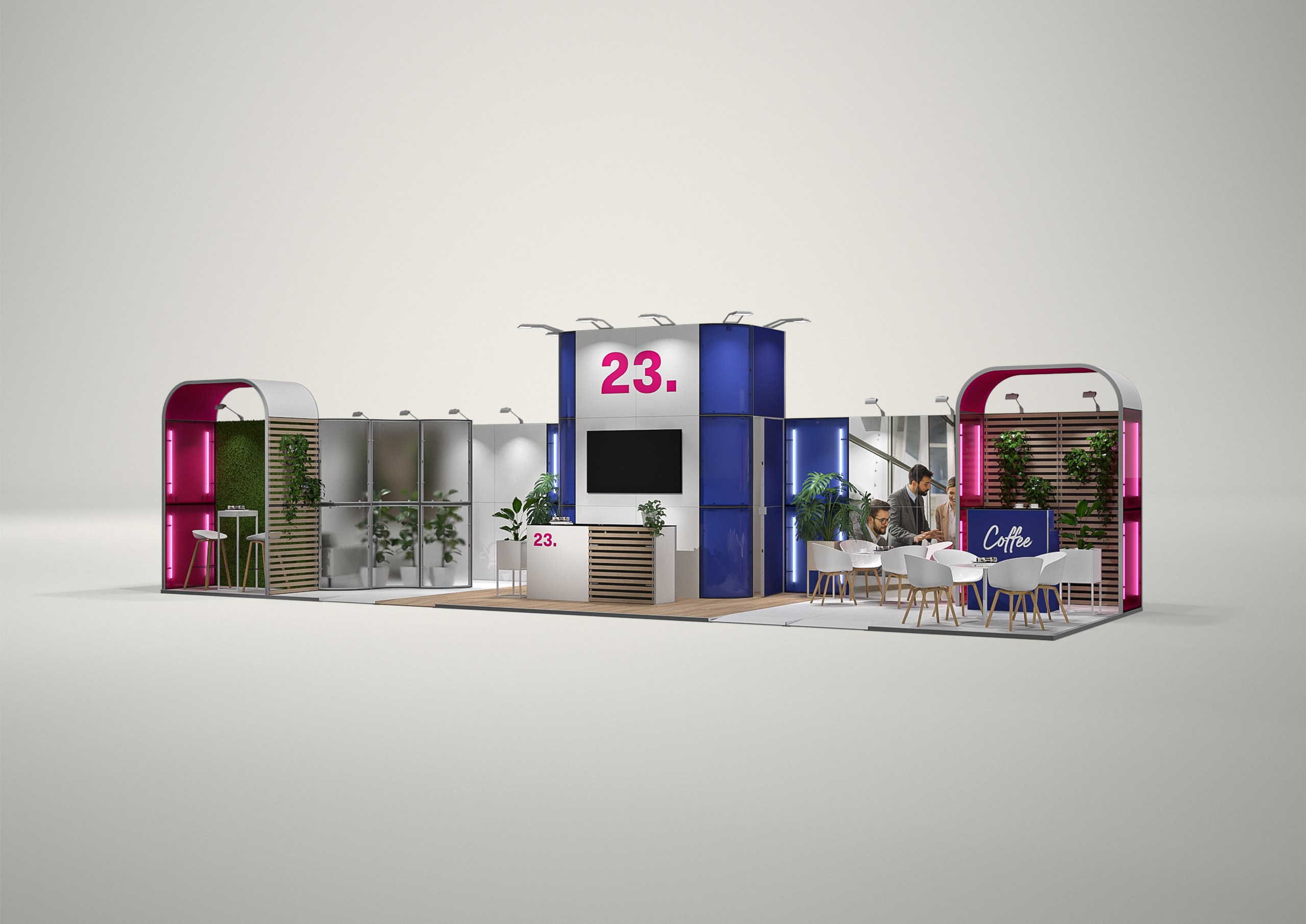 Stoisko targowe narożne 13x4m (52m²) – otwarta zabudowa narożna