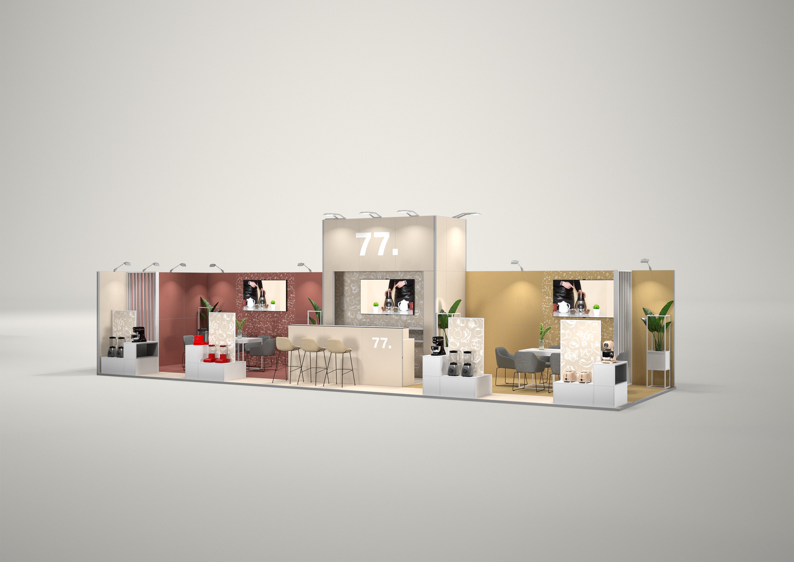Stoisko targowe narożne 13x4m (52m²) – elegancka zabudowa narożna