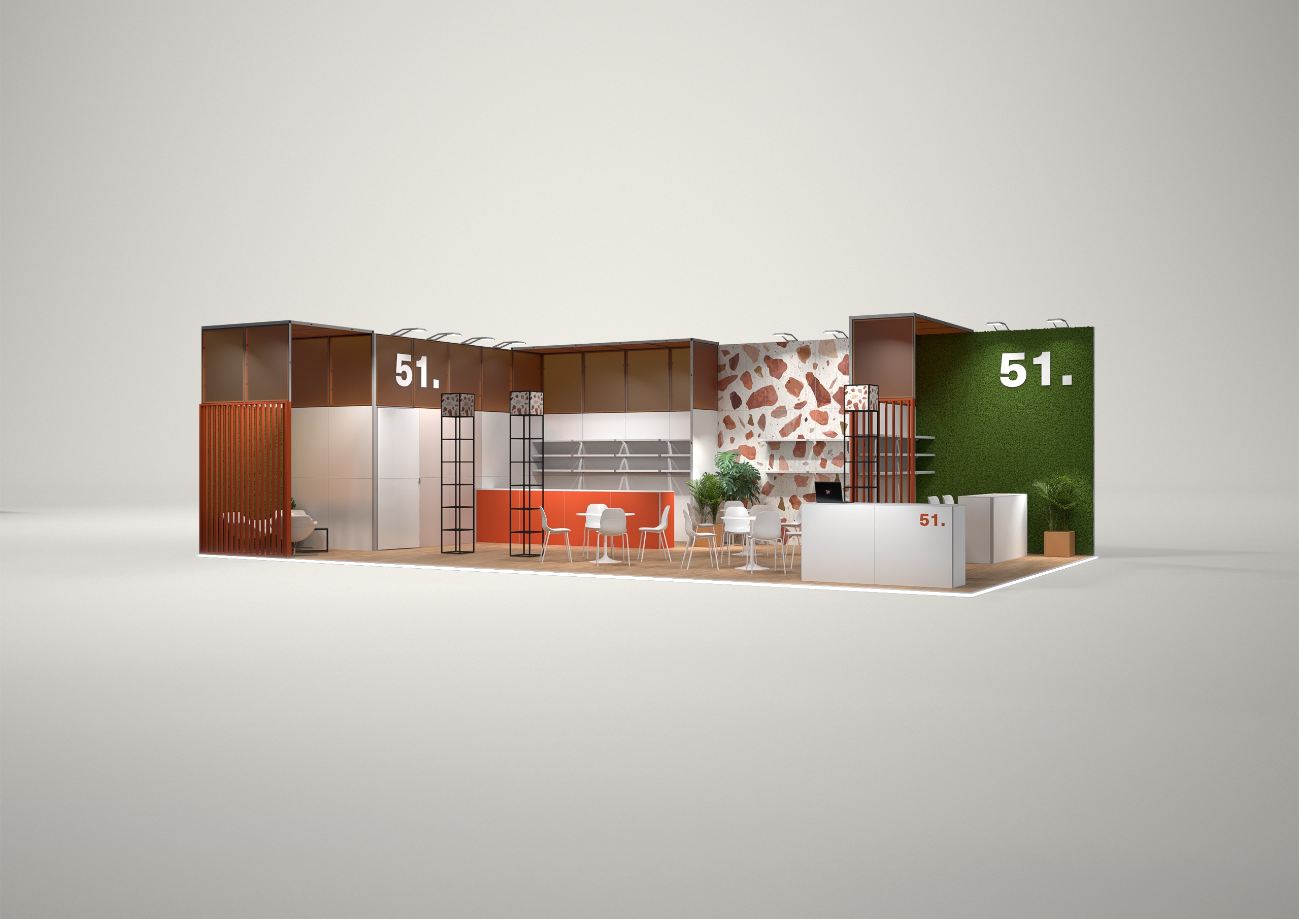 Stoisko targowe narożne 13x7m (91m²) – otwarta zabudowa narożna