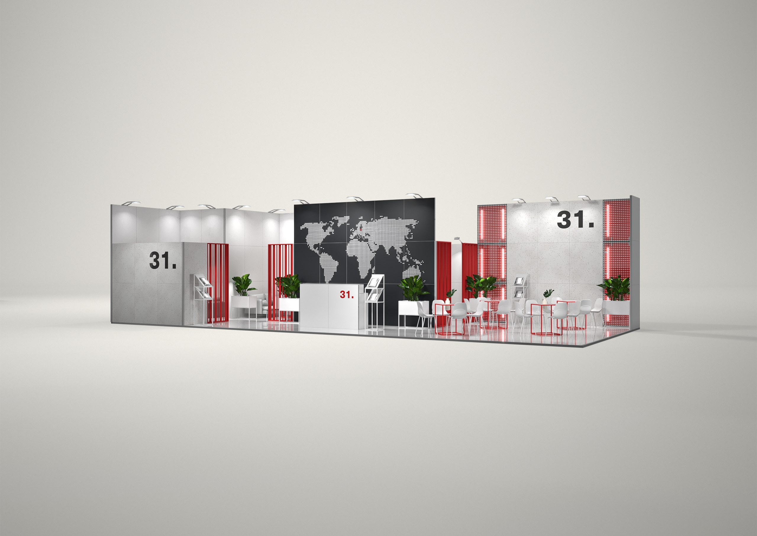 Stoisko targowe narożne 15x6m (90m²) – otwarta zabudowa narożna