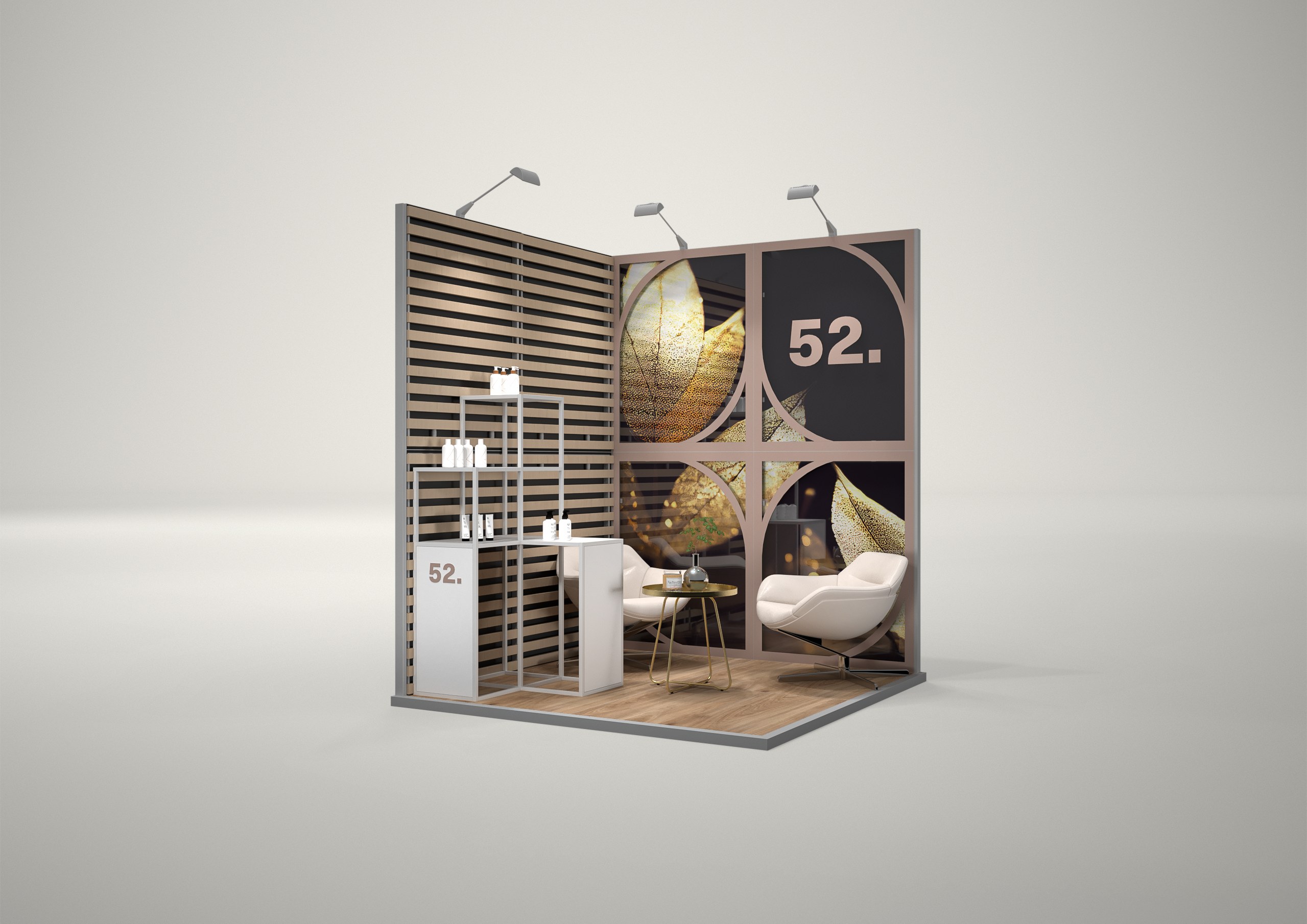 Stoisko targowe narożne 2x2m (4m²) – stoisko narożne z podświetleniem