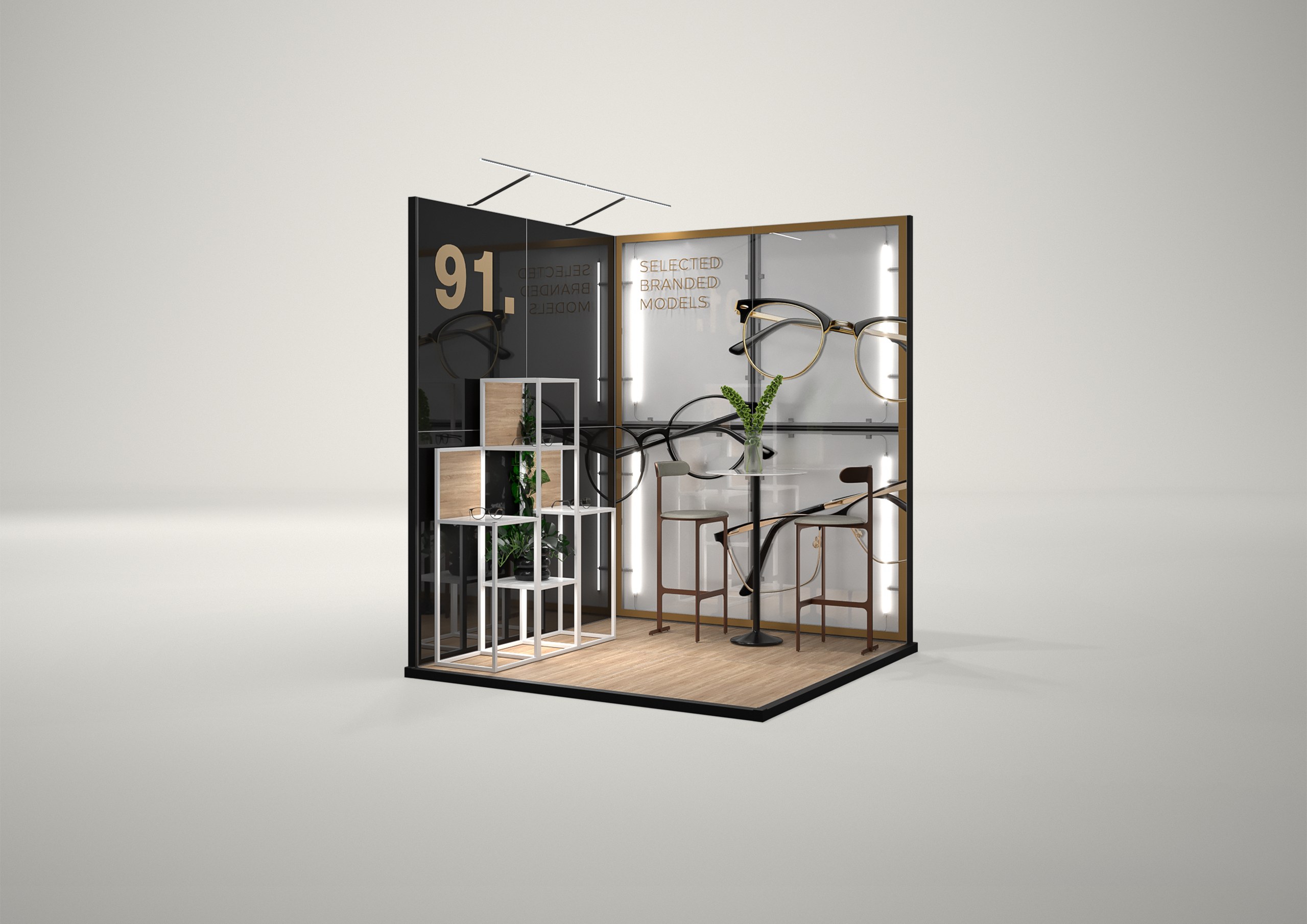 Stoisko targowe narożne 2x2m (4m²) – otwarta zabudowa narożna