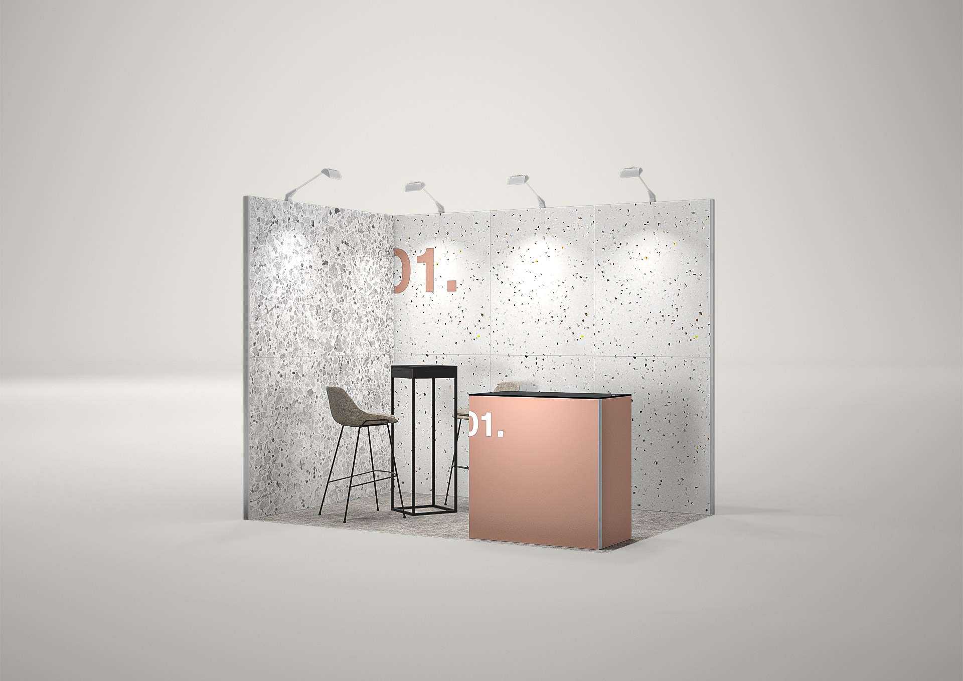 Stoisko targowe narożne 3x2m (6m²) – projekt z zabudową narożną