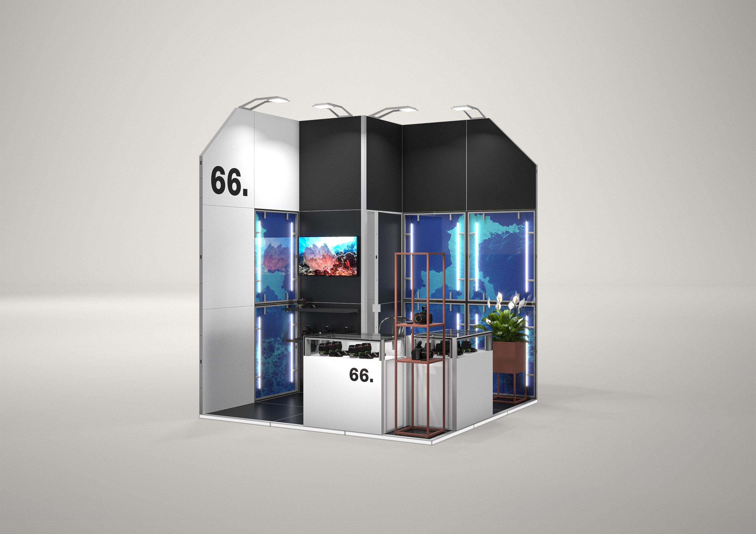 Stoisko targowe narożne 3x3m (9m²) – funkcjonalne stoisko narożne