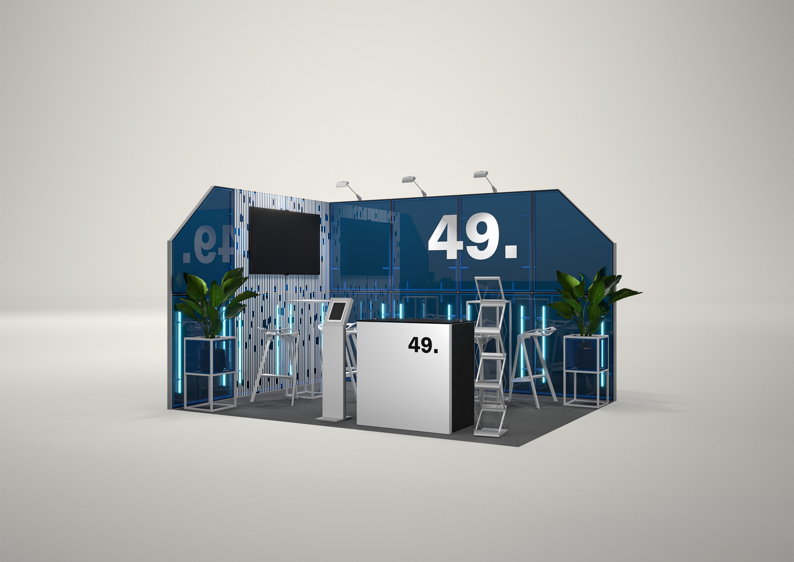 Stoisko targowe narożne 4x3m (12m²) – profesjonalne stoisko narożne