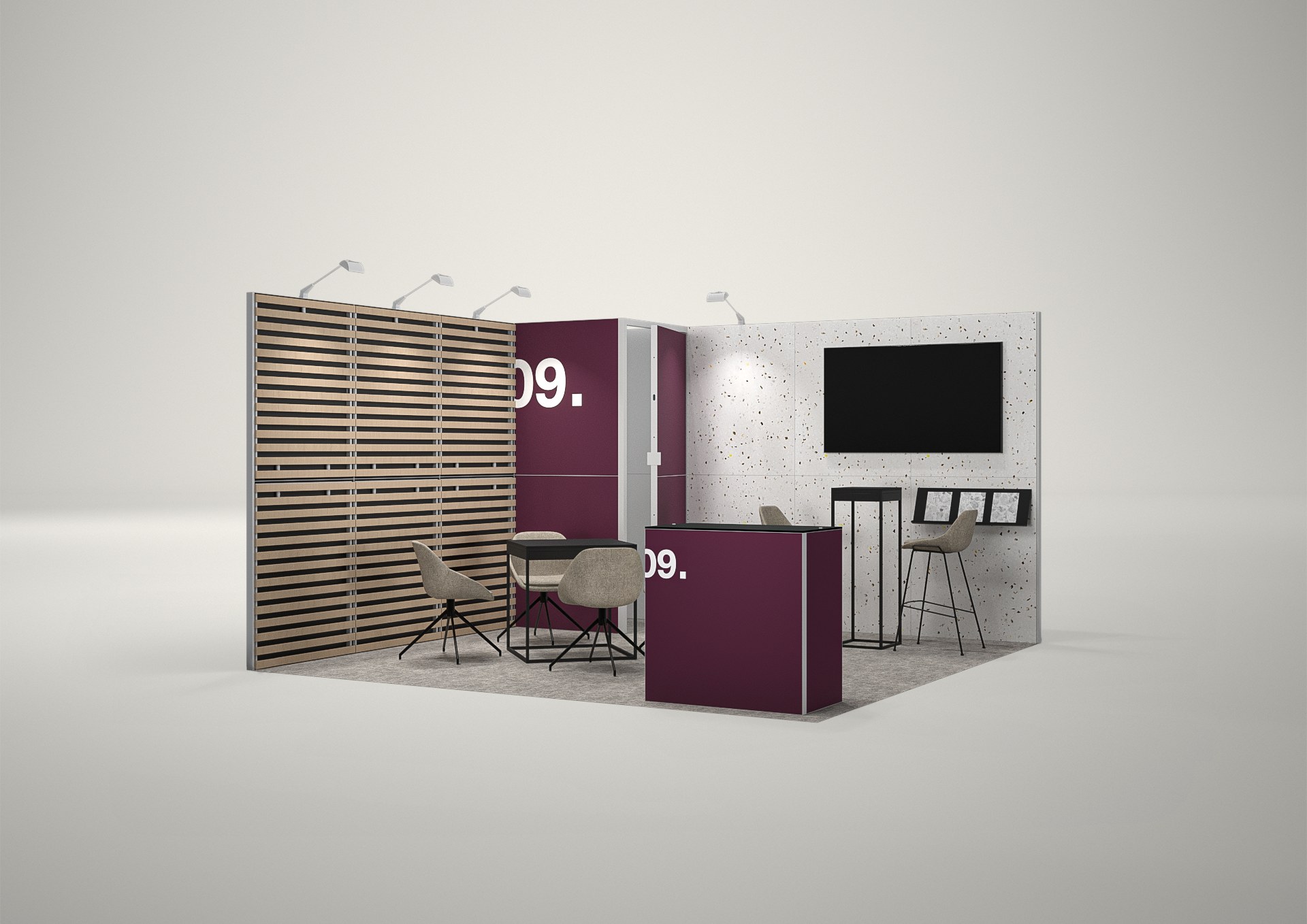 Stoisko targowe narożne 4x4m (16m²) – profesjonalne stoisko narożne