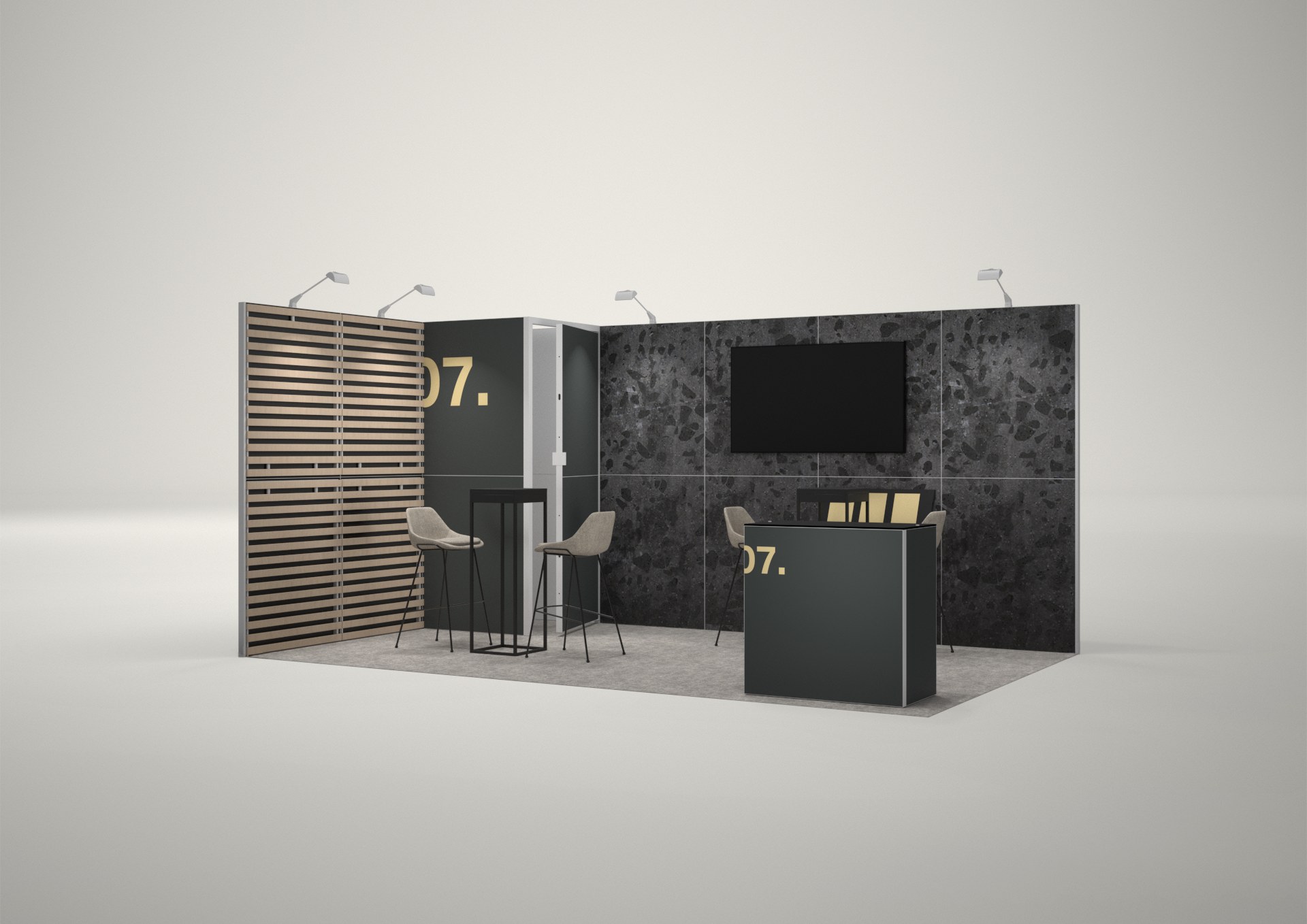 Stoisko targowe narożne 5x3m (15m²) – funkcjonalne stoisko narożne