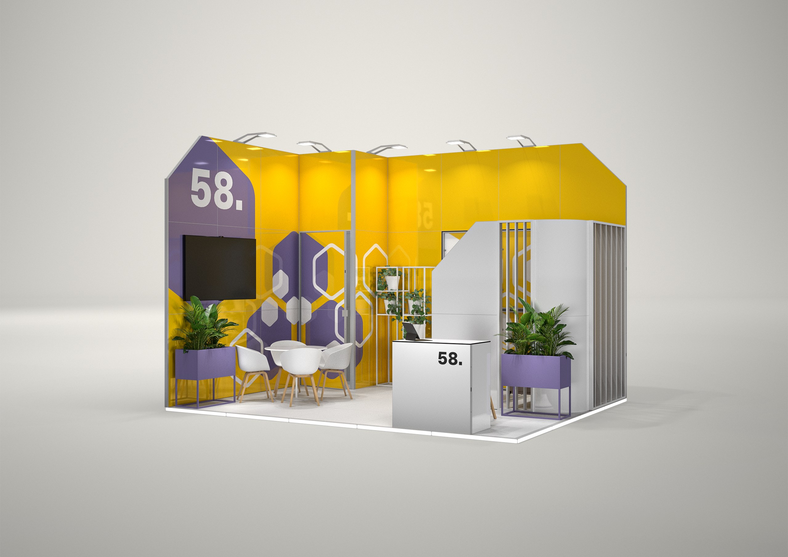 Stoisko targowe narożne 5x4m (20m²) – profesjonalne stoisko narożne