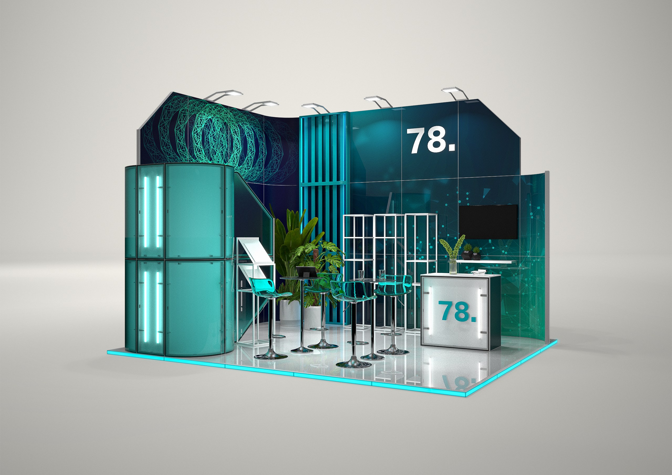 Stoisko targowe narożne 5x4m (20m²) – funkcjonalne stoisko narożne
