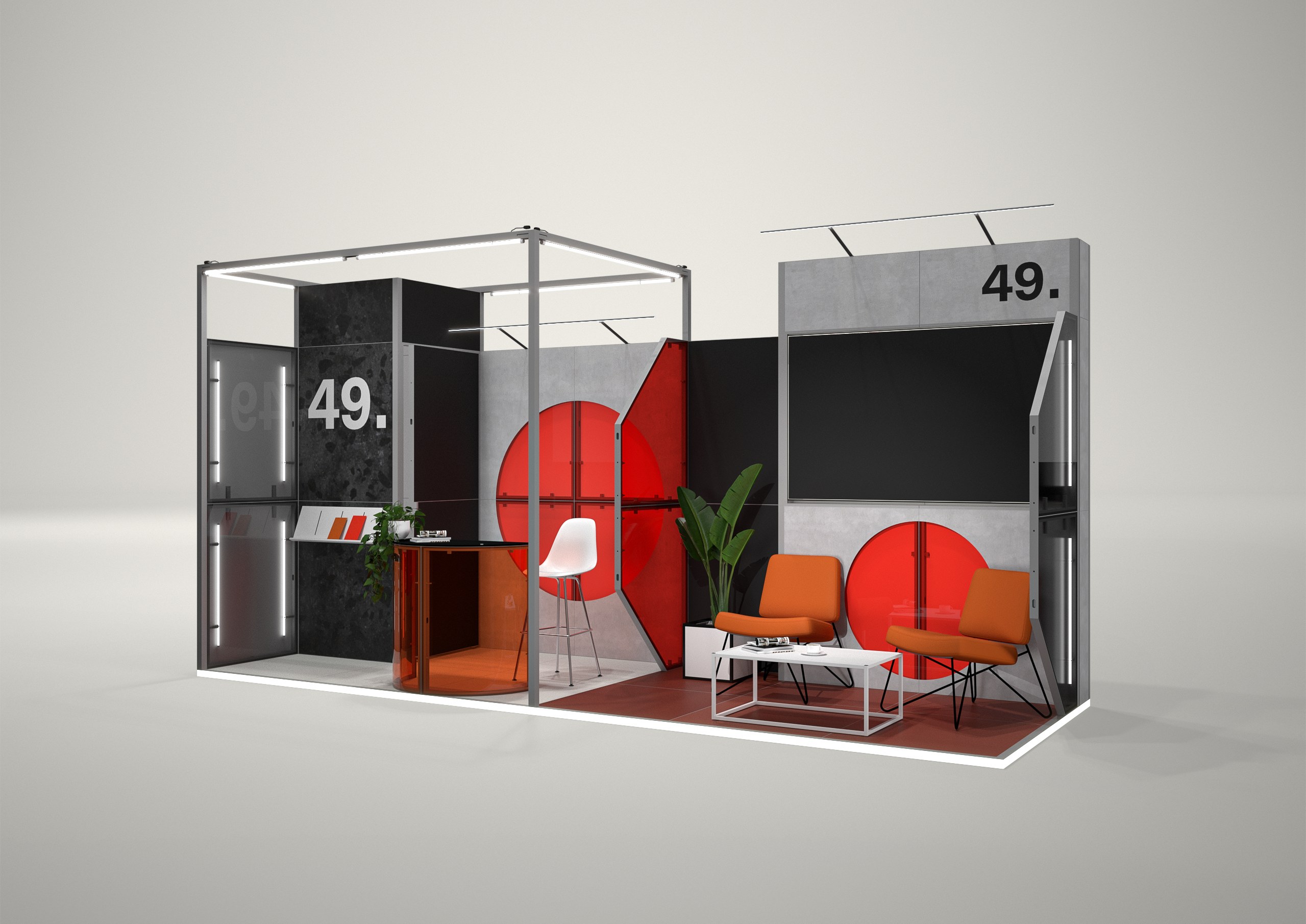 Stoisko targowe narożne 6x2m (12m²) – elegancka zabudowa narożna