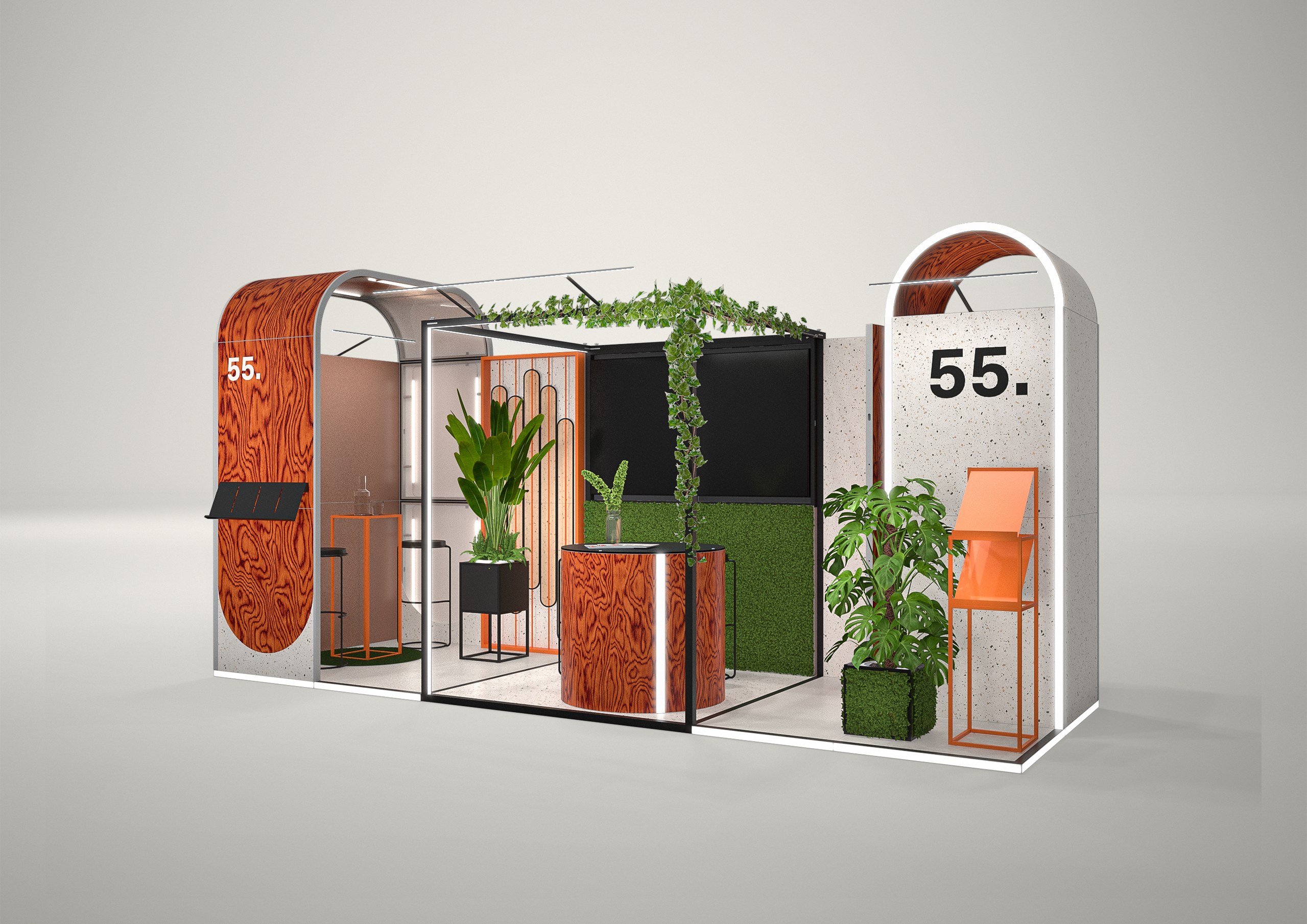 Stoisko targowe narożne 6x2m (12m²) – nowoczesna zabudowa narożna