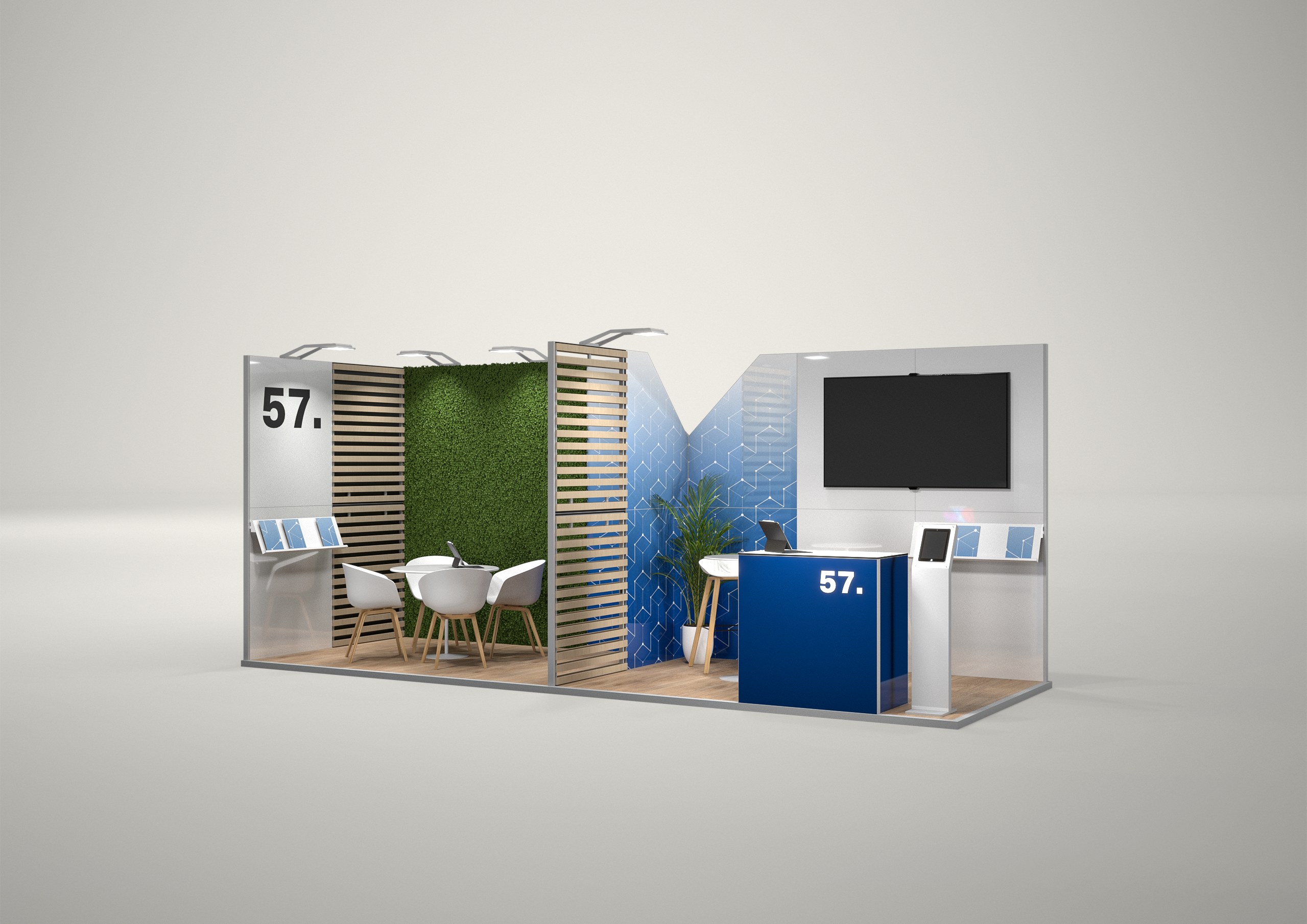 Stoisko targowe narożne 6x2m (12m²) – elegancka zabudowa narożna