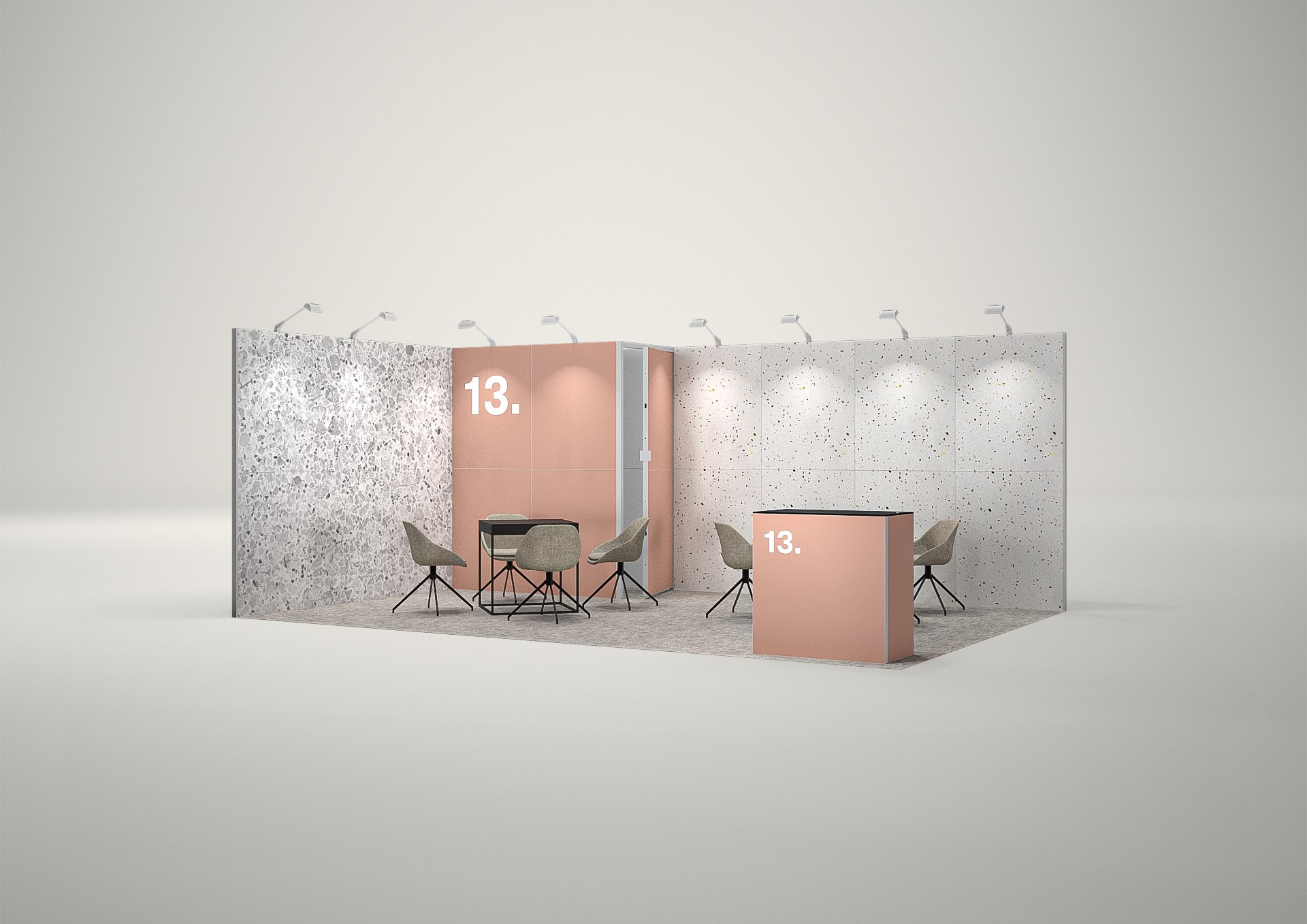 Stoisko targowe narożne 6x4m (24m²) – kompaktowy projekt narożny