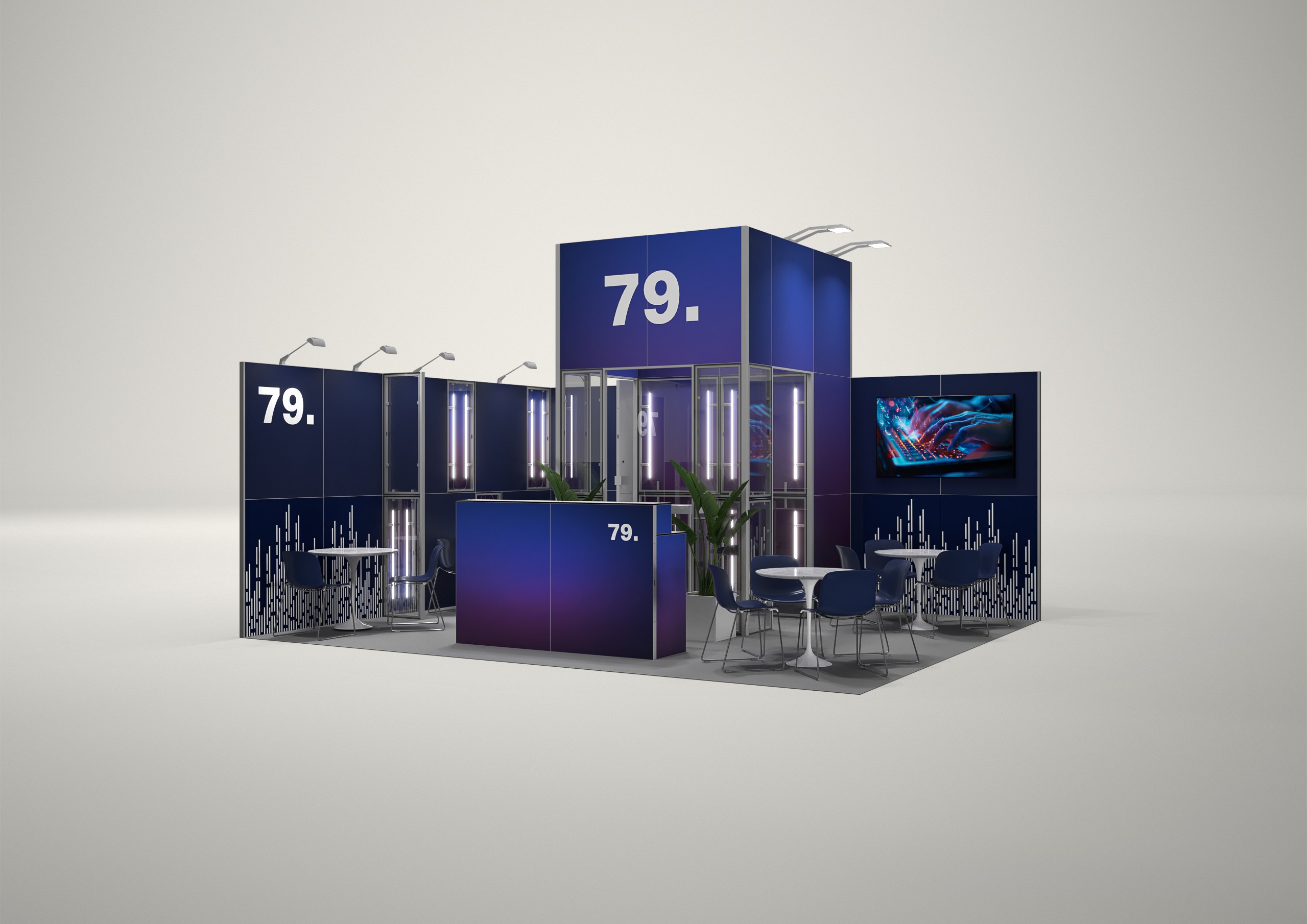 Stoisko targowe narożne 6x5m (30m²) – profesjonalne stoisko narożne