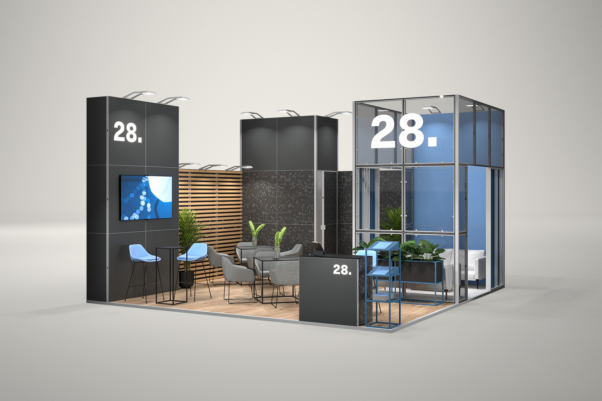 Clever Frame - modułowe stoisko targowe w kolorze żółtym do 25m2.