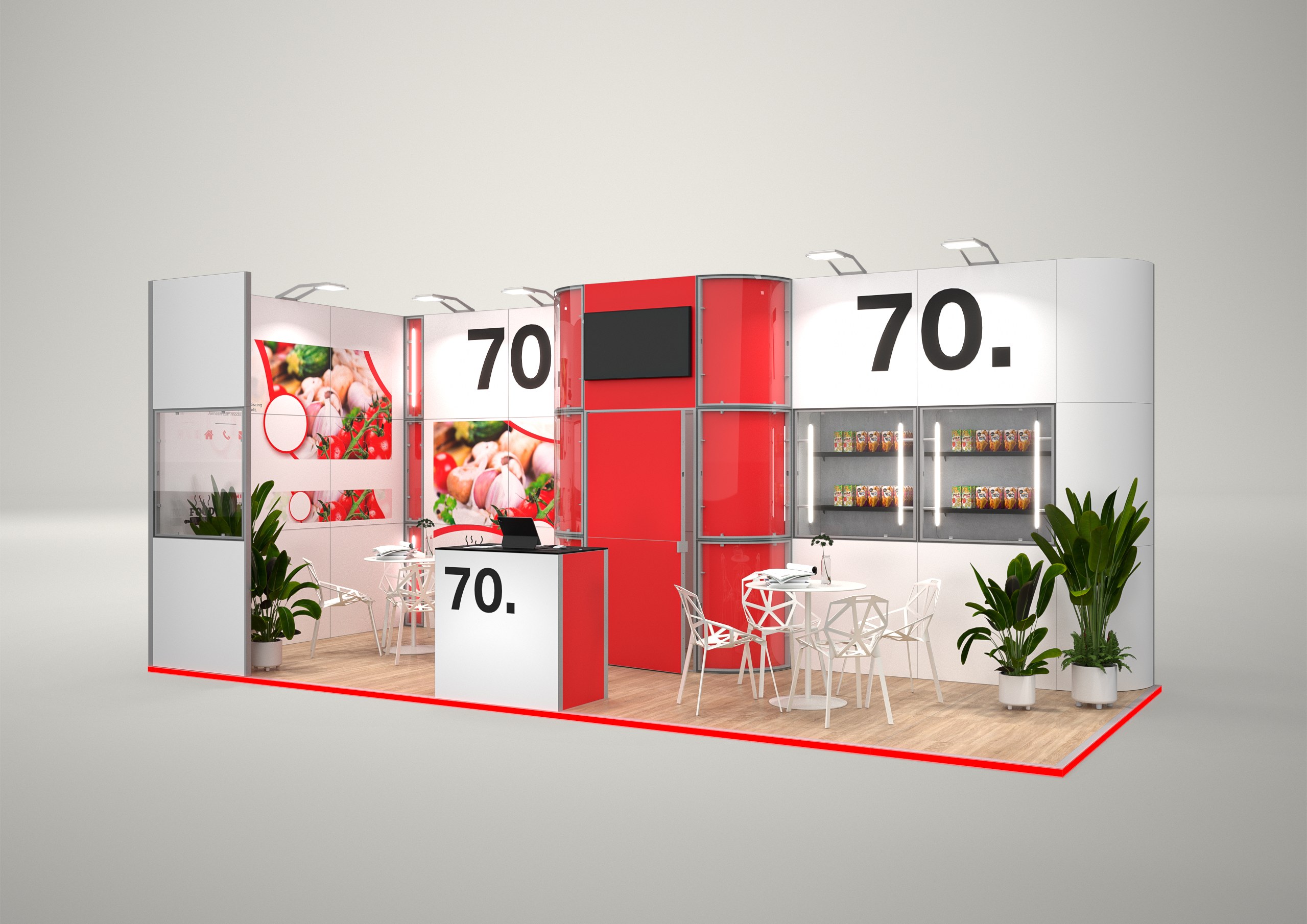 Stoisko targowe narożne 7x3m (21m²) – profesjonalne stoisko narożne