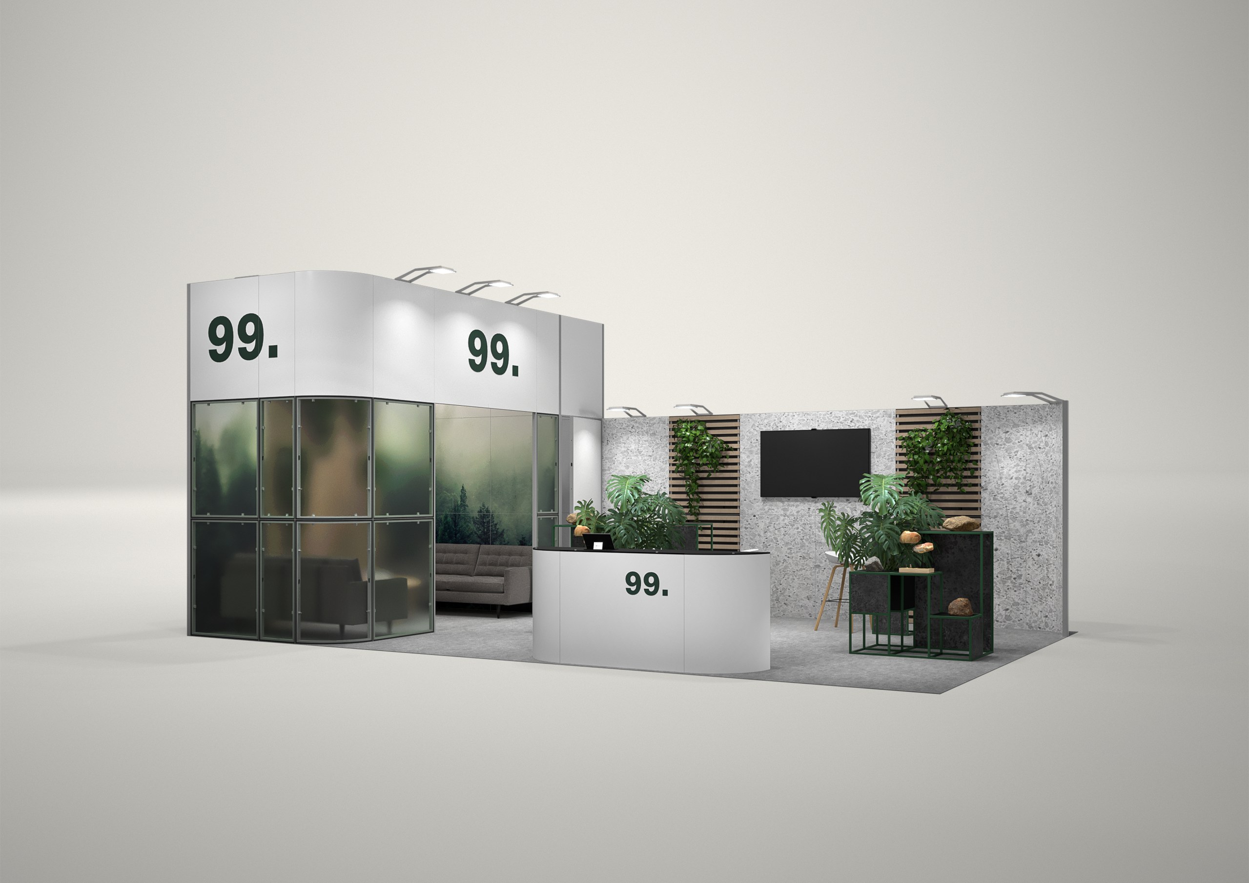 Stoisko targowe narożne 8x5m (40m²) – profesjonalne stoisko narożne