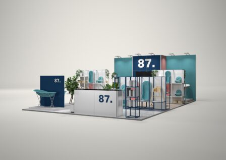 Stoisko targowe półwyspowe 9x6m (54m²) – reprezentacyjna zabudowa półwyspowa