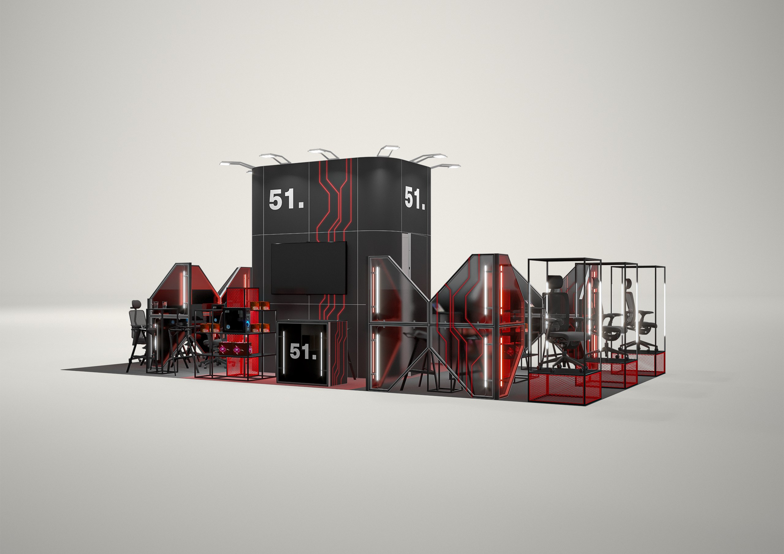 Stoisko targowe wyspowe 10x5m (50m²) – profesjonalny projekt wyspowy