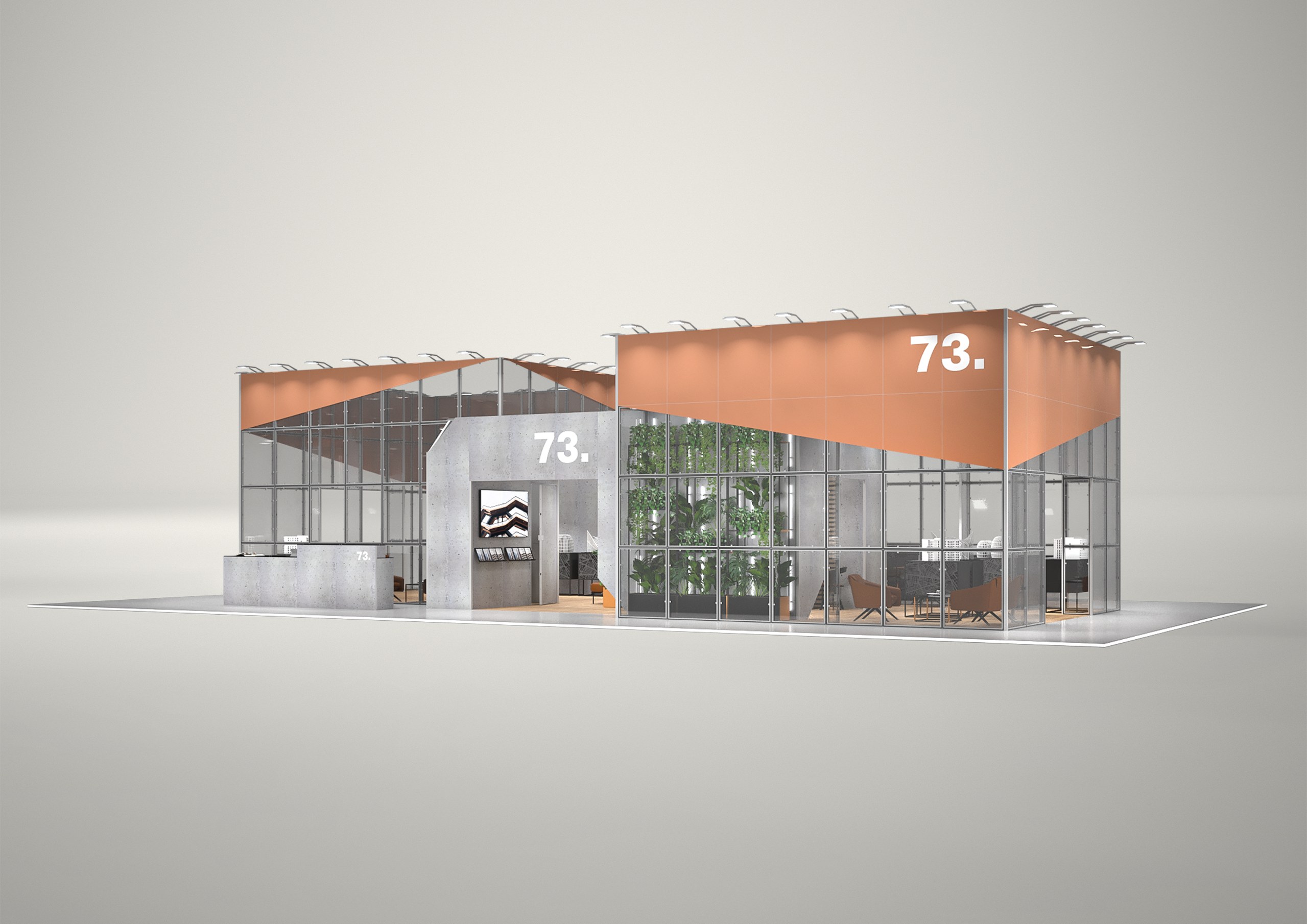 Stoisko targowe wyspowe 22x13m (286m²) – projekt zabudowy wyspowej
